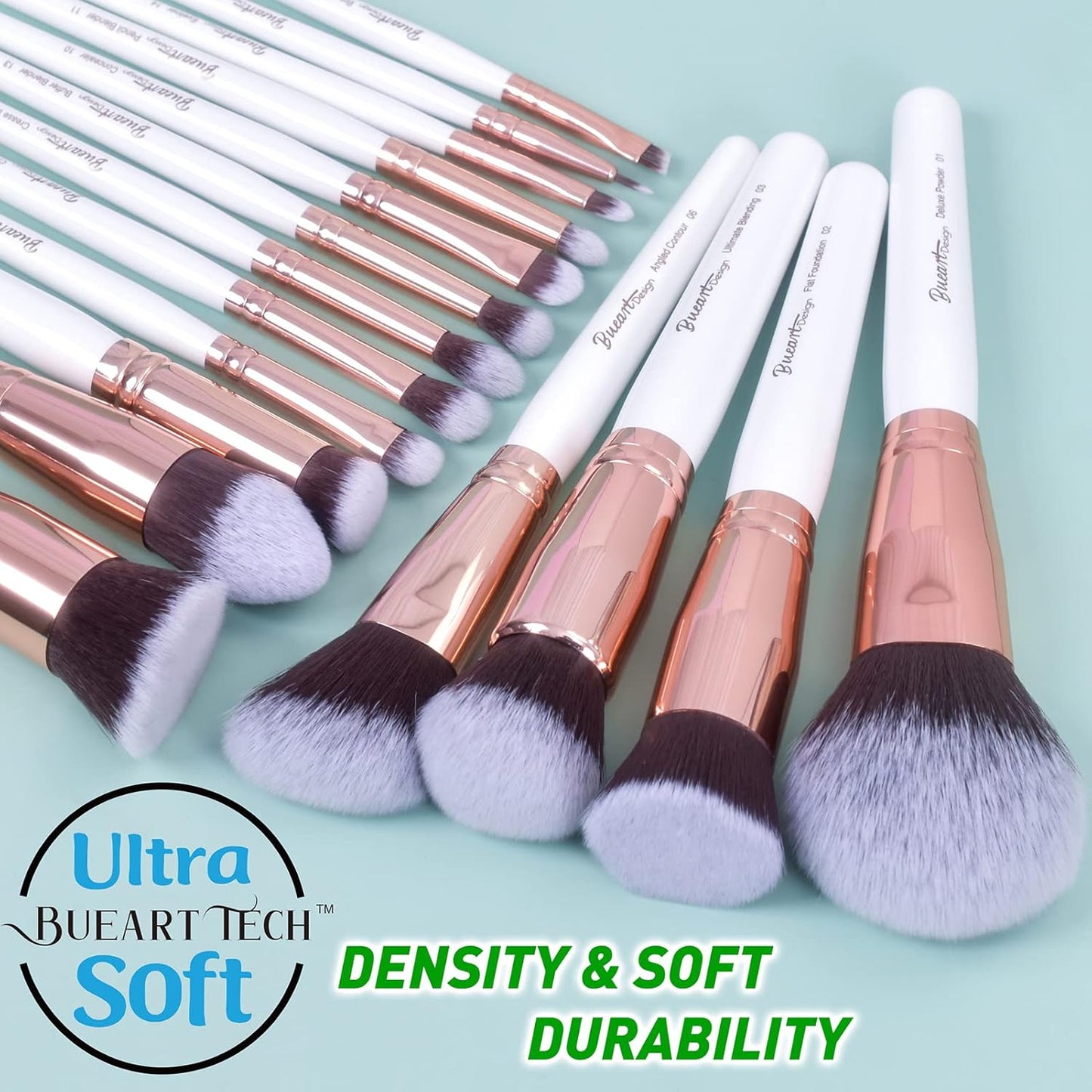 18Pcs ULTRA SOFT Wood Handle Makeup Brushes Set Make up Brushes Face Brush Foundation Powder Blending Blush Brushes (Pearl White)