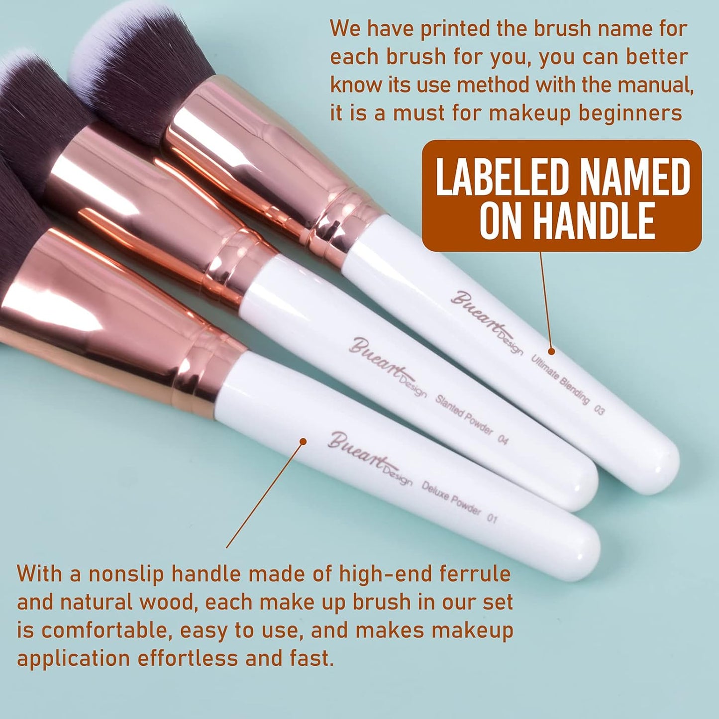 18Pcs ULTRA SOFT Wood Handle Makeup Brushes Set Make up Brushes Face Brush Foundation Powder Blending Blush Brushes (Pearl White)
